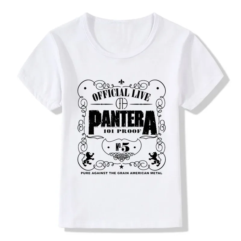 Children Pantera Logo Print T-Shirts Kids Summer Tops Girls Boys Short Sleeve T shirt Power Heavy Metal Baby Clothes