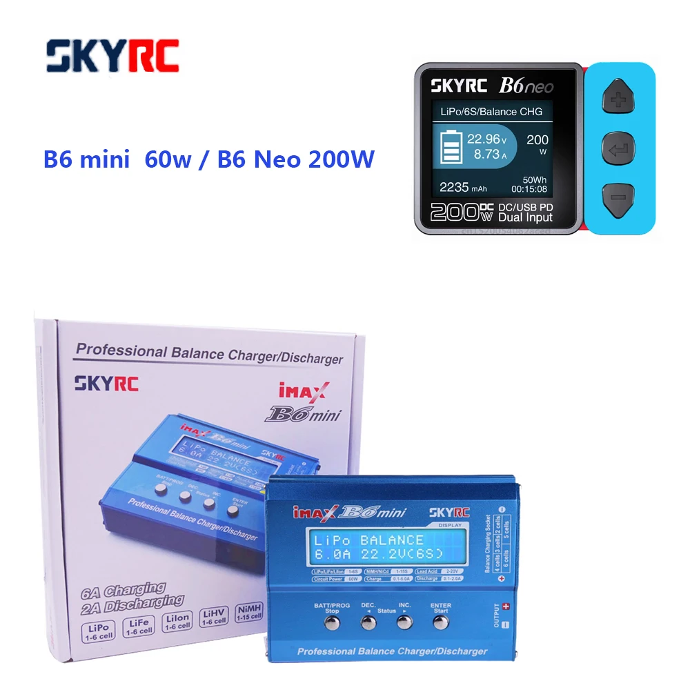 Original SKYRC imax B6 mini 60W B6 neo 200w Balance Charger Discharger For RC Helicopter Re-peak NiMH NiCD LiHV NiCd PB Li-ion