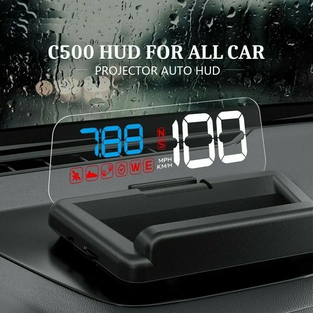 Temperatura dell\'acqua RPM allarme di tensione proiettore per parabrezza Display Head Up per auto C500 specchio HUD OBD2 tachimetro allarme di