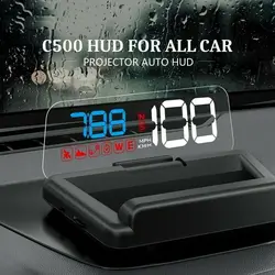 Temperatura dell'acqua RPM allarme di tensione proiettore per parabrezza Display Head Up per auto C500 specchio HUD OBD2 tachimetro allarme di sicurezza per auto