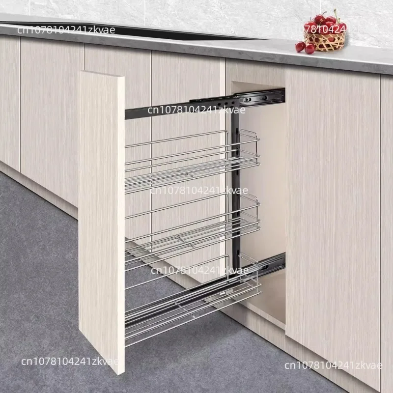 Kitchen Side Pull-Out Basket Drawer-Style Sink Storage Rack Movable Hanging Storage Basket Two-Tier/Three-Tier Side Pull-Out