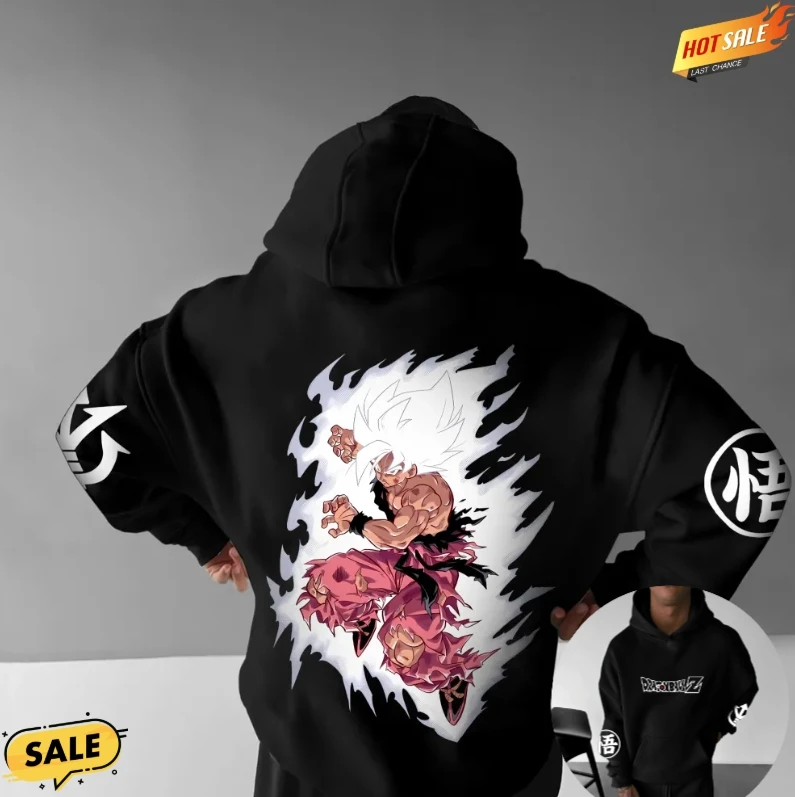 

Hooded Sweater Dragon Ball Animation Super Saiyan Print Unisex Autumn and Winter New Fleece Hooded Cotton Sweater