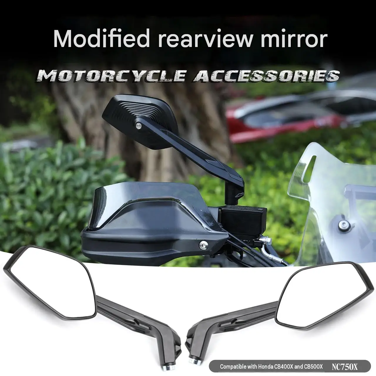 For CB400X/CB500X/NC750X/CRF1100L Africa Twin, install the accessory metal reflective rearview mirror.