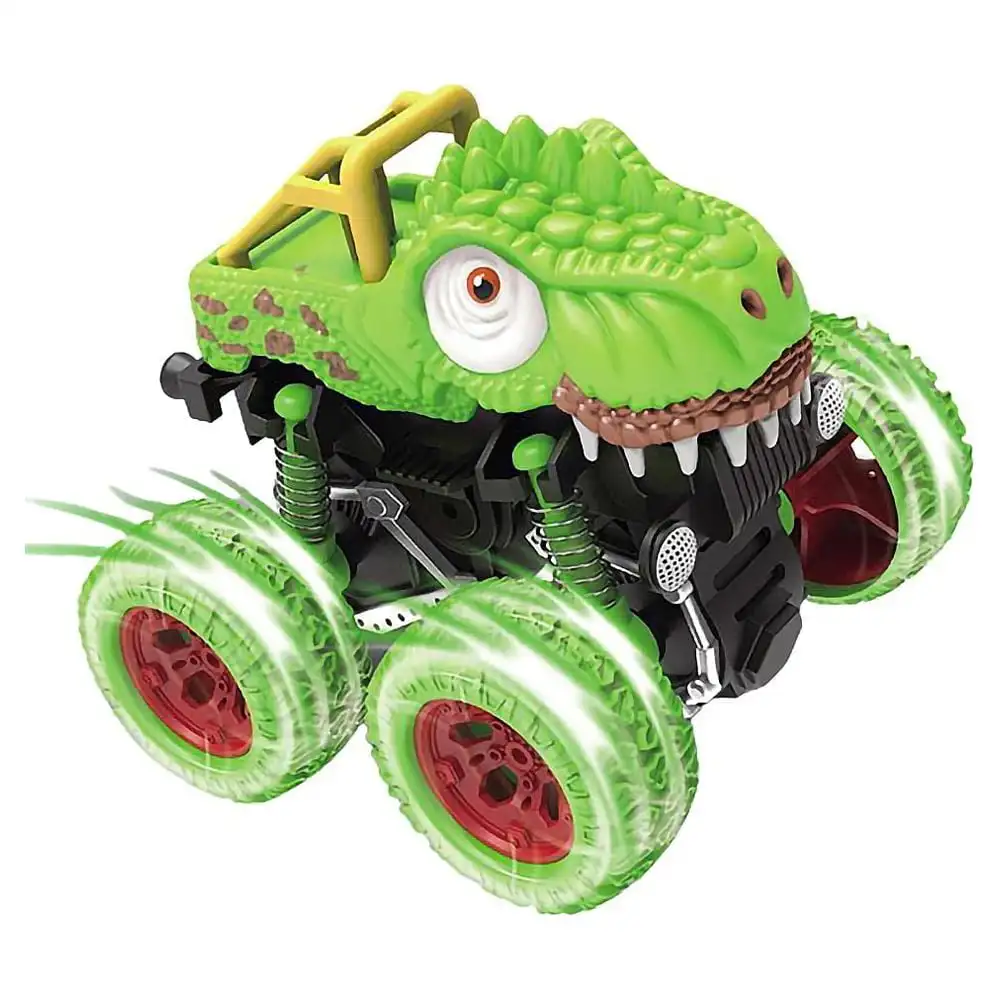 Dinosaur Monster Pull Back Trucks para crianças, brinquedos de carros movidos a fricção, Stunt 360 ° Spin Off-Road Vehicle, meninos e meninas, pacote 2