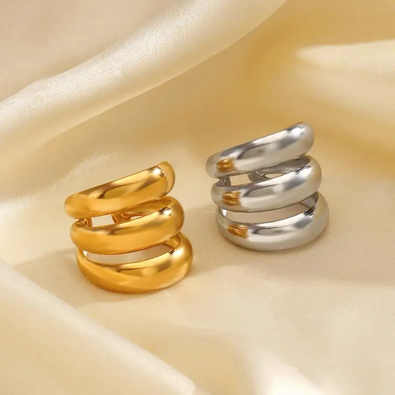 Anillos de línea multicapa de acero inoxidable para mujeres y hombres, joyería Vintage resistente al agua con dije de Metal, Color dorado y plateado, joyería para dedo