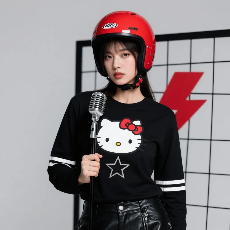 

MOTO-Новые футболки для взрослых с длинными рукавами и принтами персонажей Sanrio