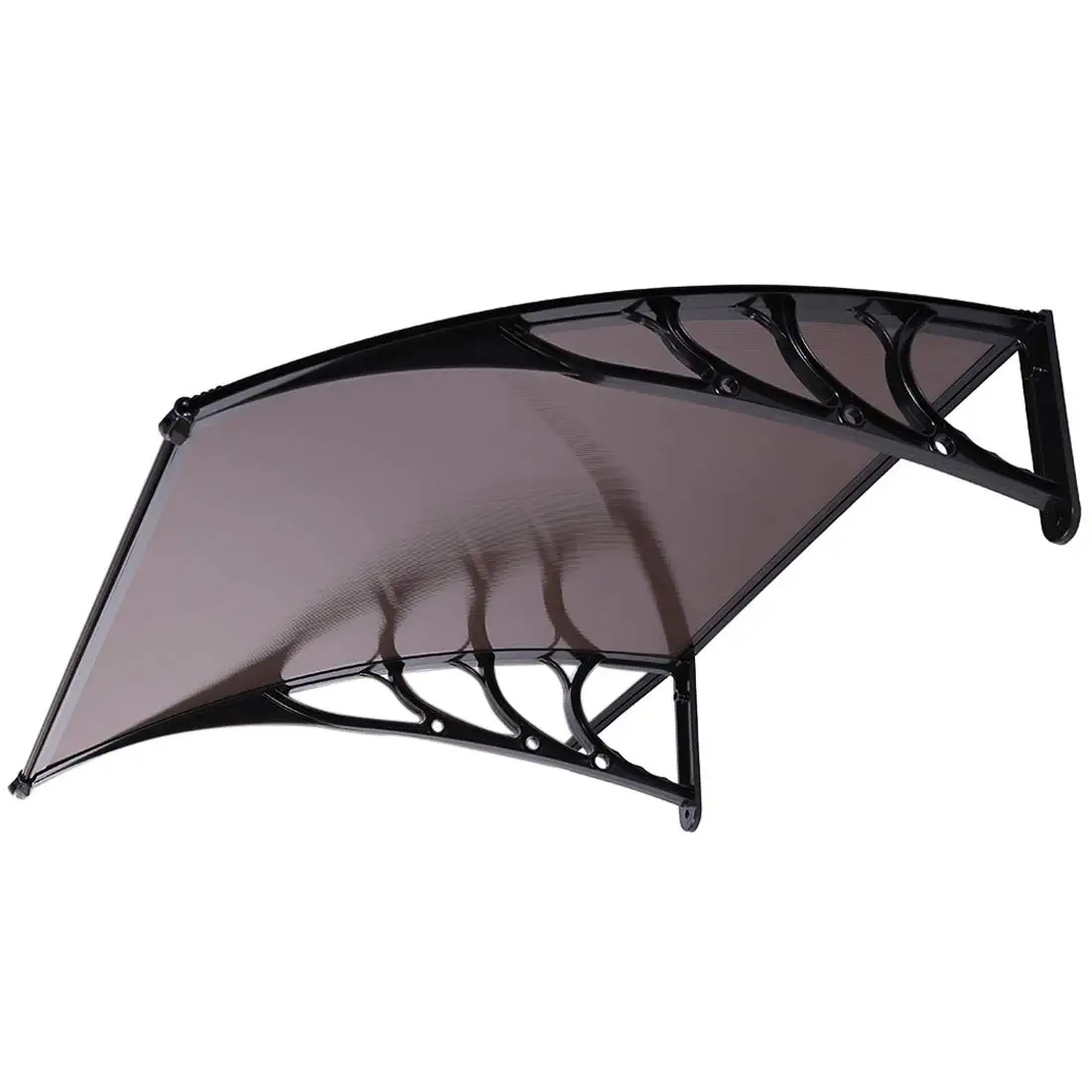 Polycarbonate Window Door Awning Canopy Brown with Black Bracket 38 Inch x 40 Inch
