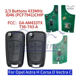 Sunshine Flip Remote Car Key 433Mhz For Opel/Vauxhall Astra H 2004-2009 Zafira B 2005-2013 Vectra C 2002-2008 Corsa D 2007-2012