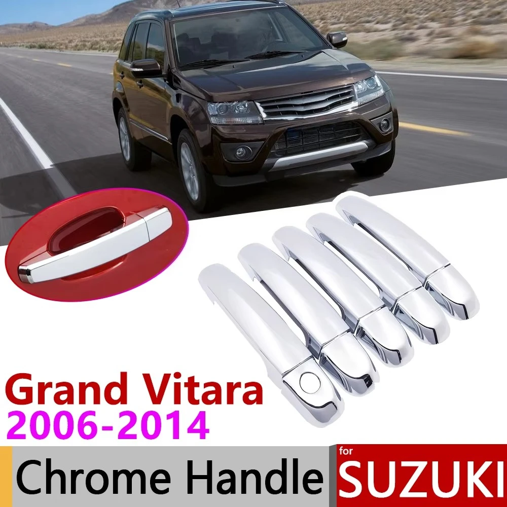 For Suzuki Grand Vitara Grand Nomade Escudo 2006~2014 Chrome Door Handle Cover Car Accessories Stickers Trim Set 2008 2011 2013