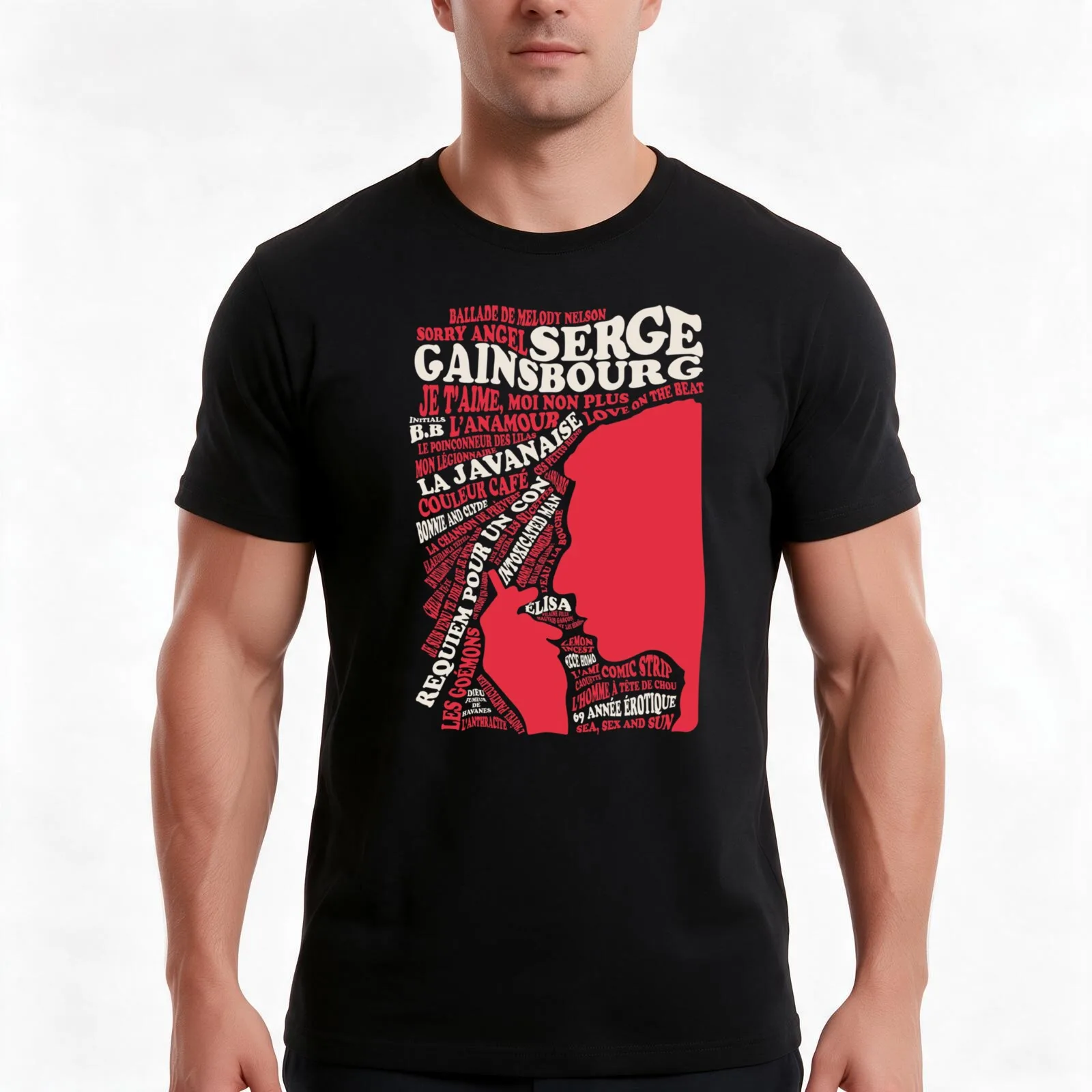 Copie de Serge Gainsbourg - Discographie essentiel T-Shirt Summer Casual Cotton Tee Oversized Streetwear Tops 100% Cotton