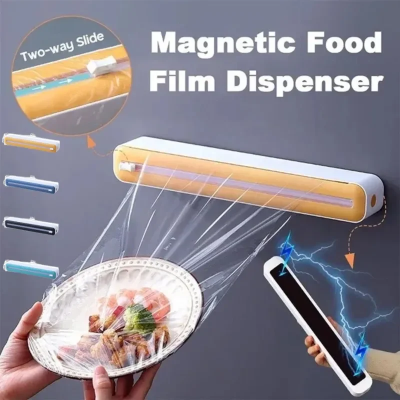 Food cling film suction cup dispenser Cling Film dispenser cutter Aluminum foil slider stretch film cutter Kitchen accessories