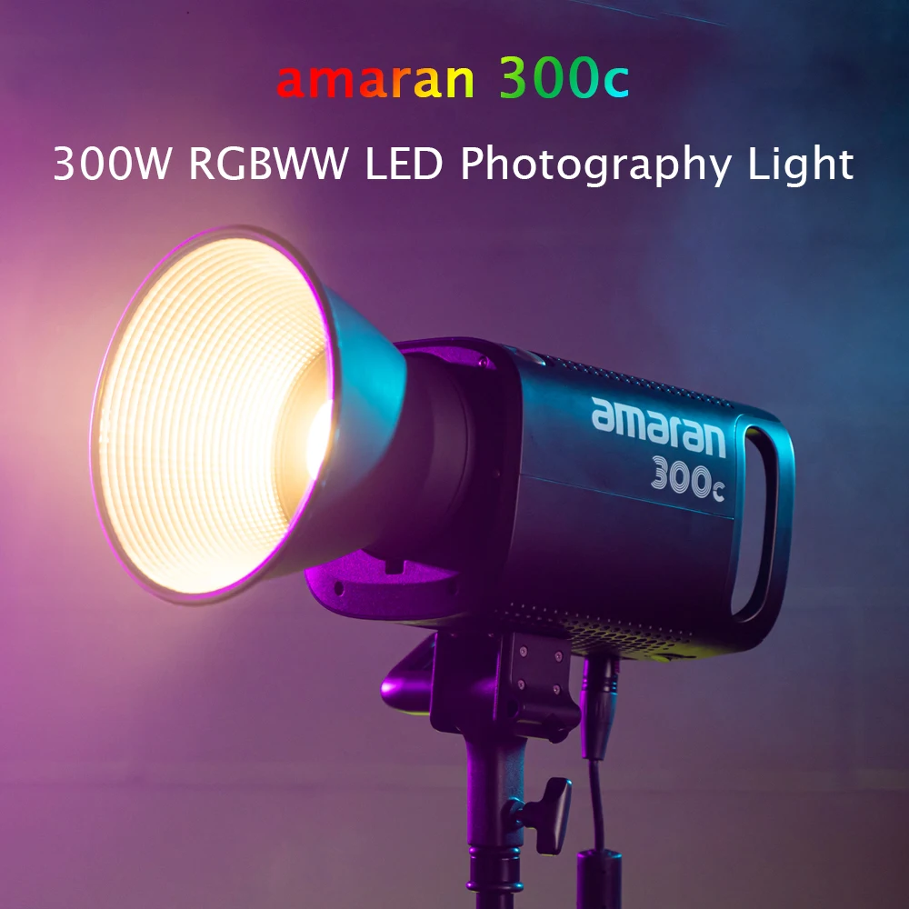 【DO BRASIL】Amaran 300c RGB COB Video Light, Bowen Mount, RGB Full-Color 2500K-7500K com G/M Hyper Reflector,App Control by Aputu