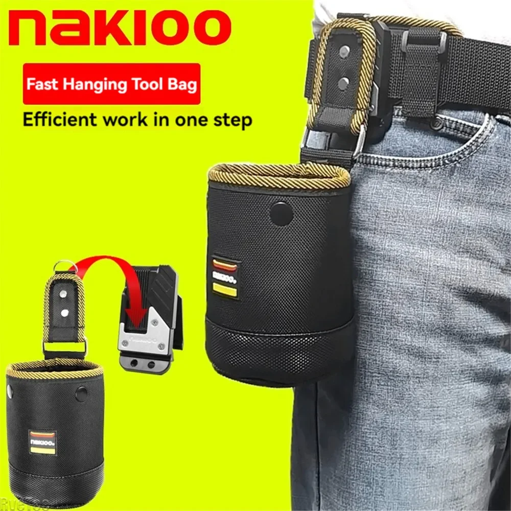 NAKIOO Tool Bag Nail Screw Storage Bag With Buckle Quick Hanging Can Tighten Tool Bag For Carpenter Electrician Cylinder