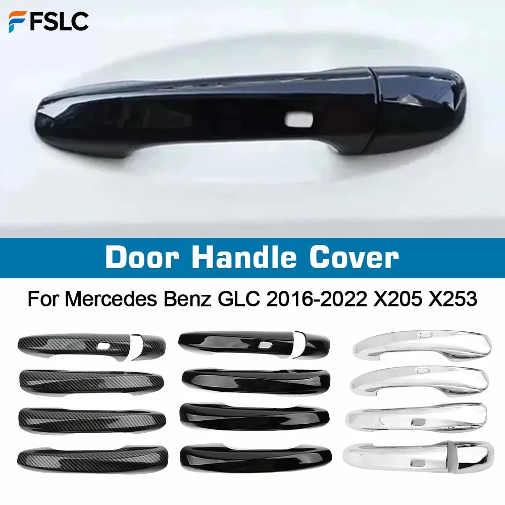 

Car Door Handle Cover For Mercedes Benz GLC 2016-2022 X205 X253 Glossy Black Carbon Fiber Styling Accessories Stickers