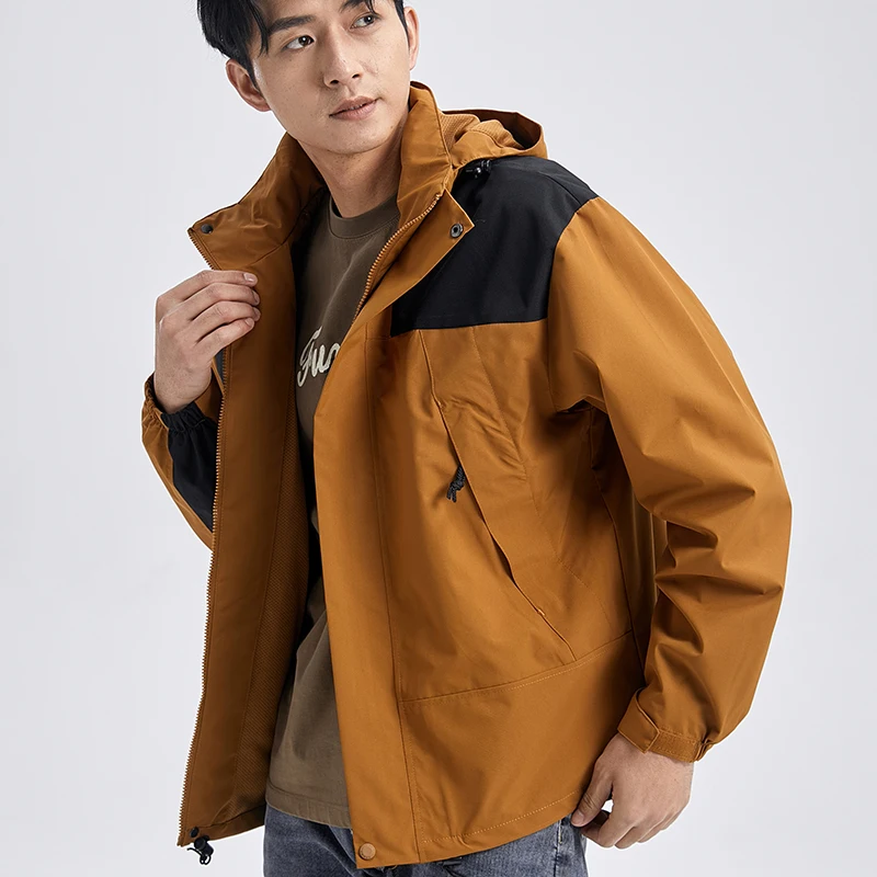 

Waterproof Windbreaker Jacket Men Women Unisex Hooded Patchwork Outdoor Hiking Coat Couple Multi Functional Casual Sports Coat