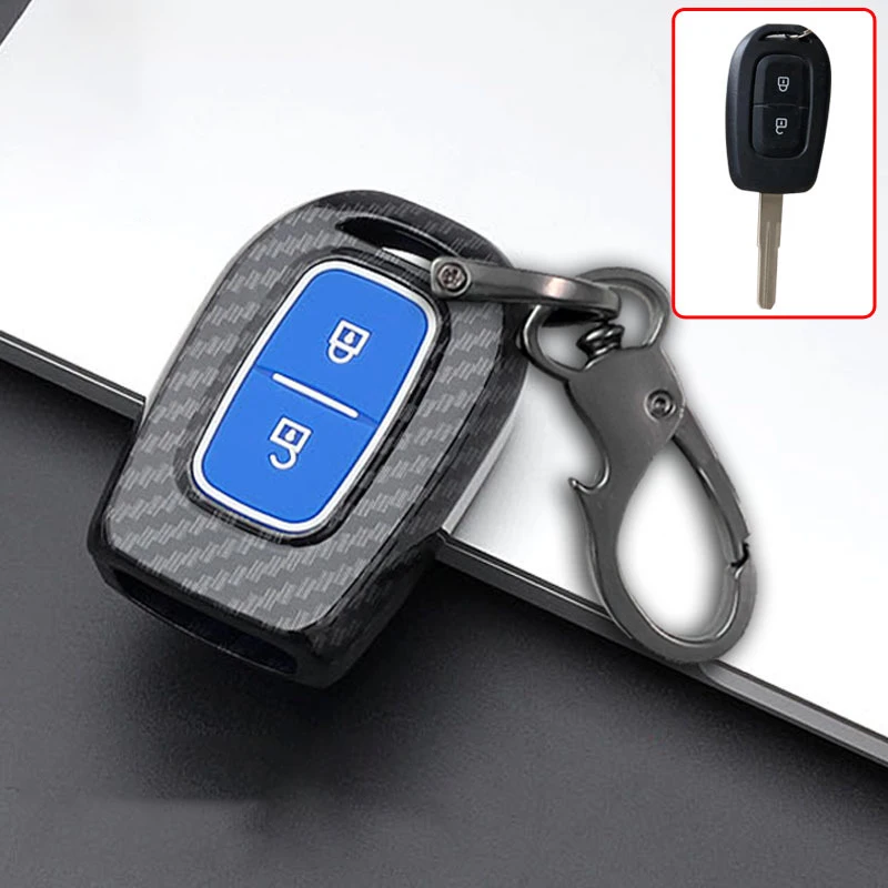 Carbon  Car Key Cover Case Holder for Renault Dacia Dokker Duster Logan Laguna Scenic Master Megane 2 Button Remote Key Cover