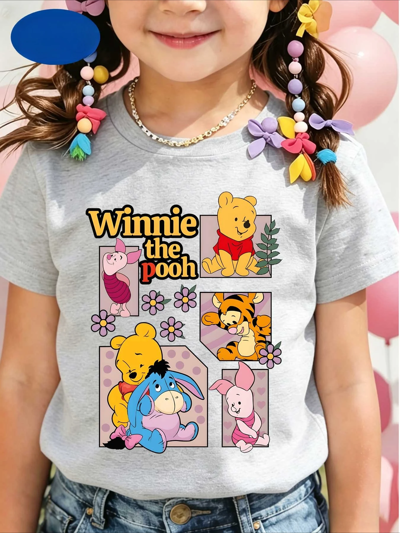 2026 Anime Character Winnie The Pooh Short Sleeved Shirt, Cotton Short Sleeved Streetwear, Fashionable Children's mom T-shirt