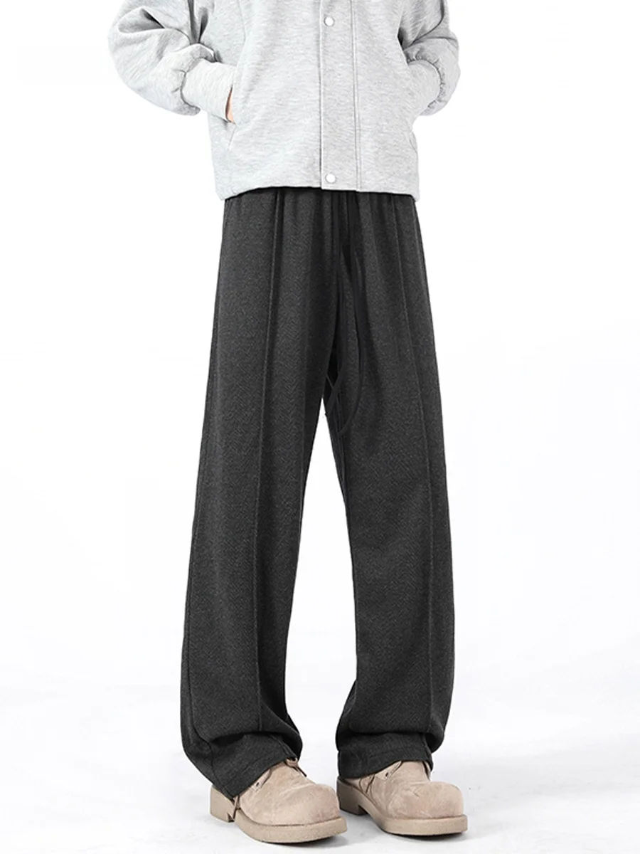 

Мужские повседневные брюки осенне-зимние, свободные, прямого кроя, спортивные штаны, плотные повседневные джоггеры с геометрическим узором, уличная одежда