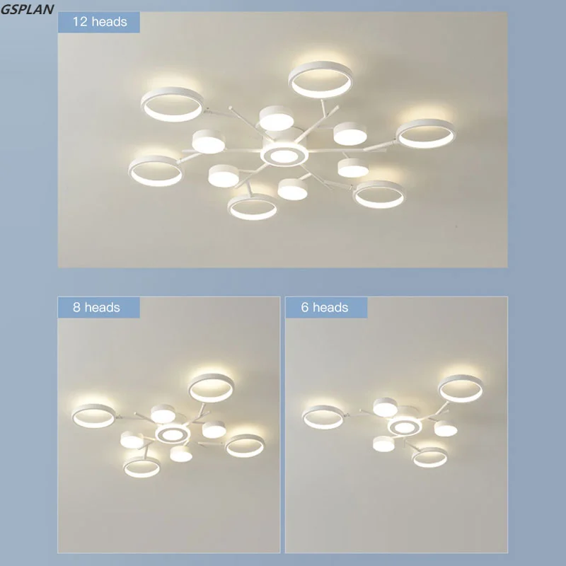 Lustres LED de style moderne et simple pour salons, chambres à coucher, cuisines, salles d'étude, design blanc, télécommande