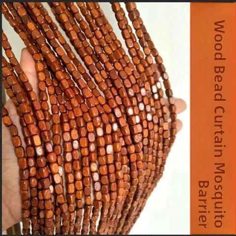 New Summer Mosquito Proof Real Wood Beads Door Curtain Chinese Style Partition Curtain for Restaurant Hotel Main Door