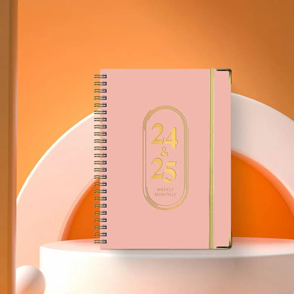 Planificador a prueba de fugas, planificador académico A5 de tapa dura 2024-2025, libro de bobina de planificación semanal mensual para estudiantes, escuela, suministros de oficina