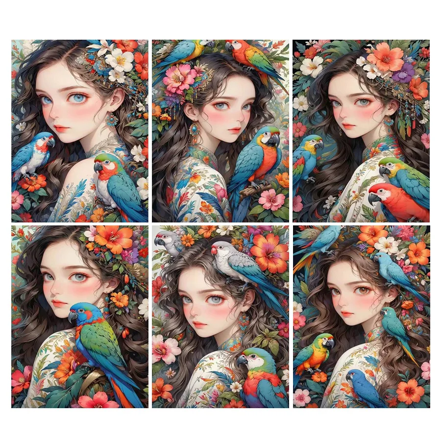 

Diy Full Mosaic Art Animals Birds Diamond Painting Kits New Collection Girl Parrot Rhinestone Embroidery Picture Wall Decor