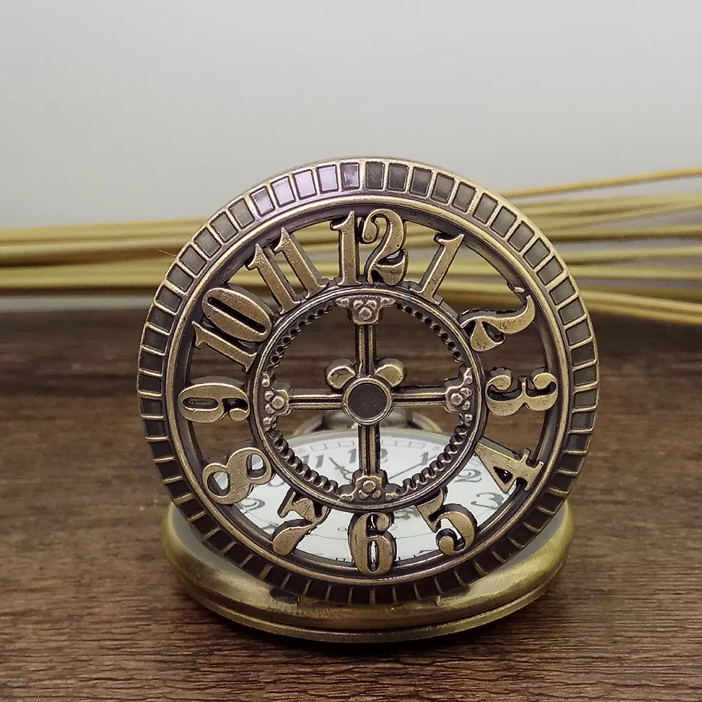 

Digital Hollow Out Pocket Watch Round Alloy Creative Personalized Watch For Men Women Vintage Style Clothes Decoration Timepiece