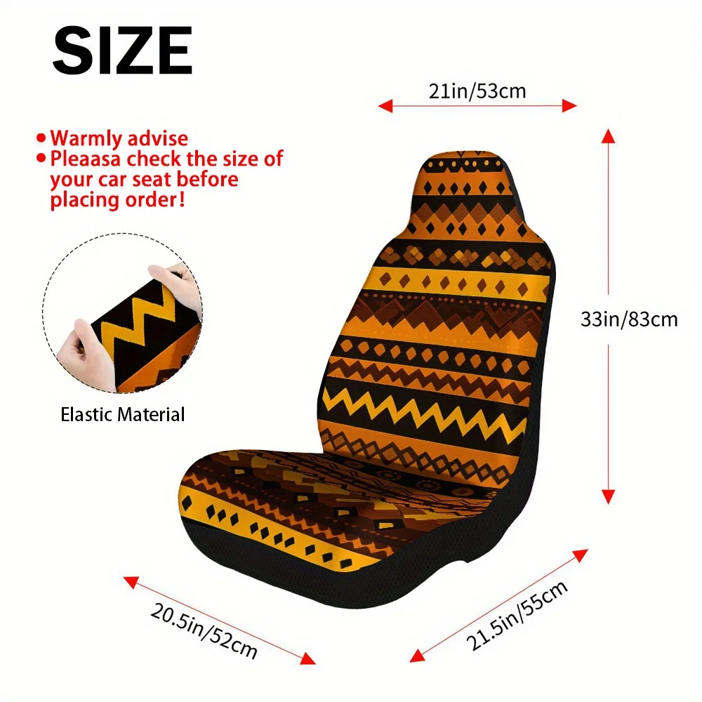 2pcs Geometric Tribal Stripe Car Seat Cover Set – Universal Fit For Most Cars, High-Quality Durable Seat Protectors, Stylish Fro
