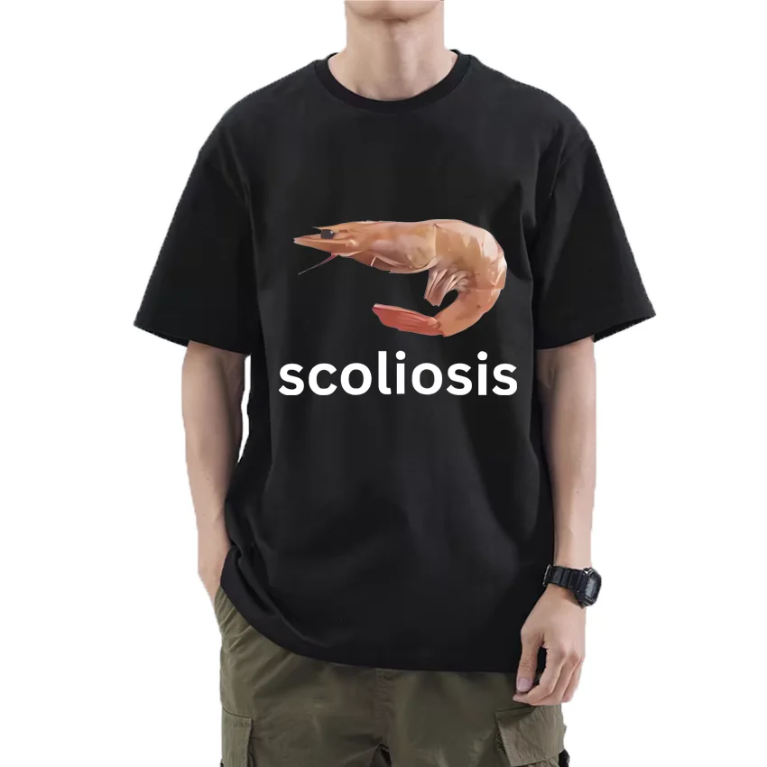 

Scoliosis Funny Shrimp Meme T-shirt Unisex Fashion Oversized Casual T-shirts Short Sleeve Hip Hop Streetwear Men Women T Shirts