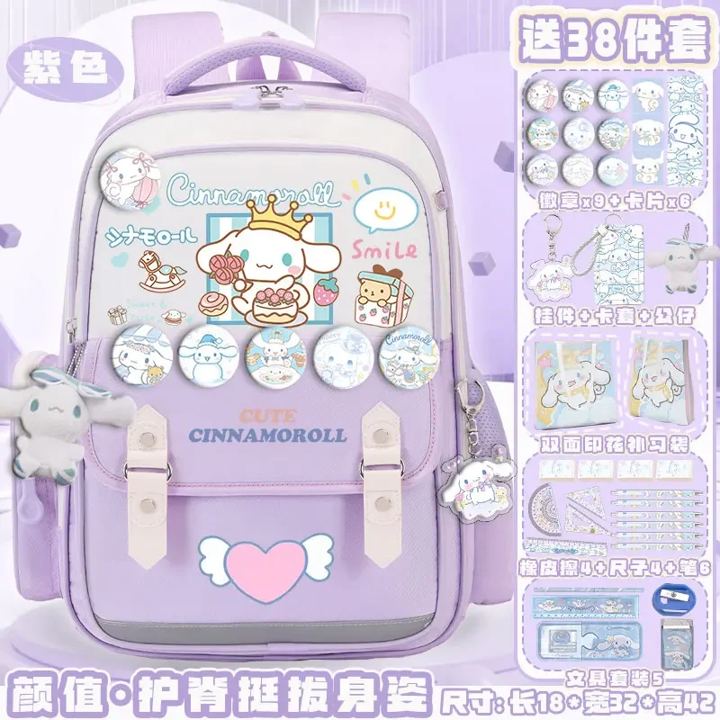 Sanrio tas sekolah siswa Cinnamoroll Babycinnamoroll baru tas ransel bantalan bahu kasual dan ringan kapasitas besar