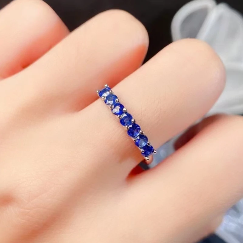 

Total 0.7ct 3mm Natural Sapphire Ring 925 Silver Sapphire Jewelry for Daily Wear 3 Layers 18K Gold Plating Jewelry