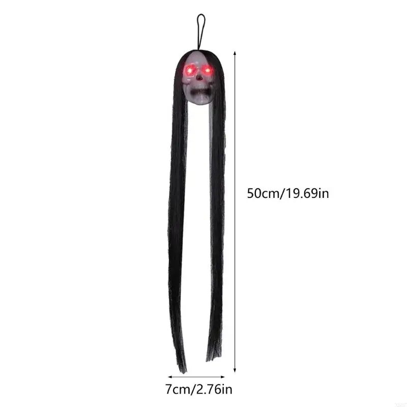 N58C 6pcs Long Hair Skull LED LED cranio cranio lampeggiante PROPSEGGIO PROPTICI DEI DECORI APPIRATI