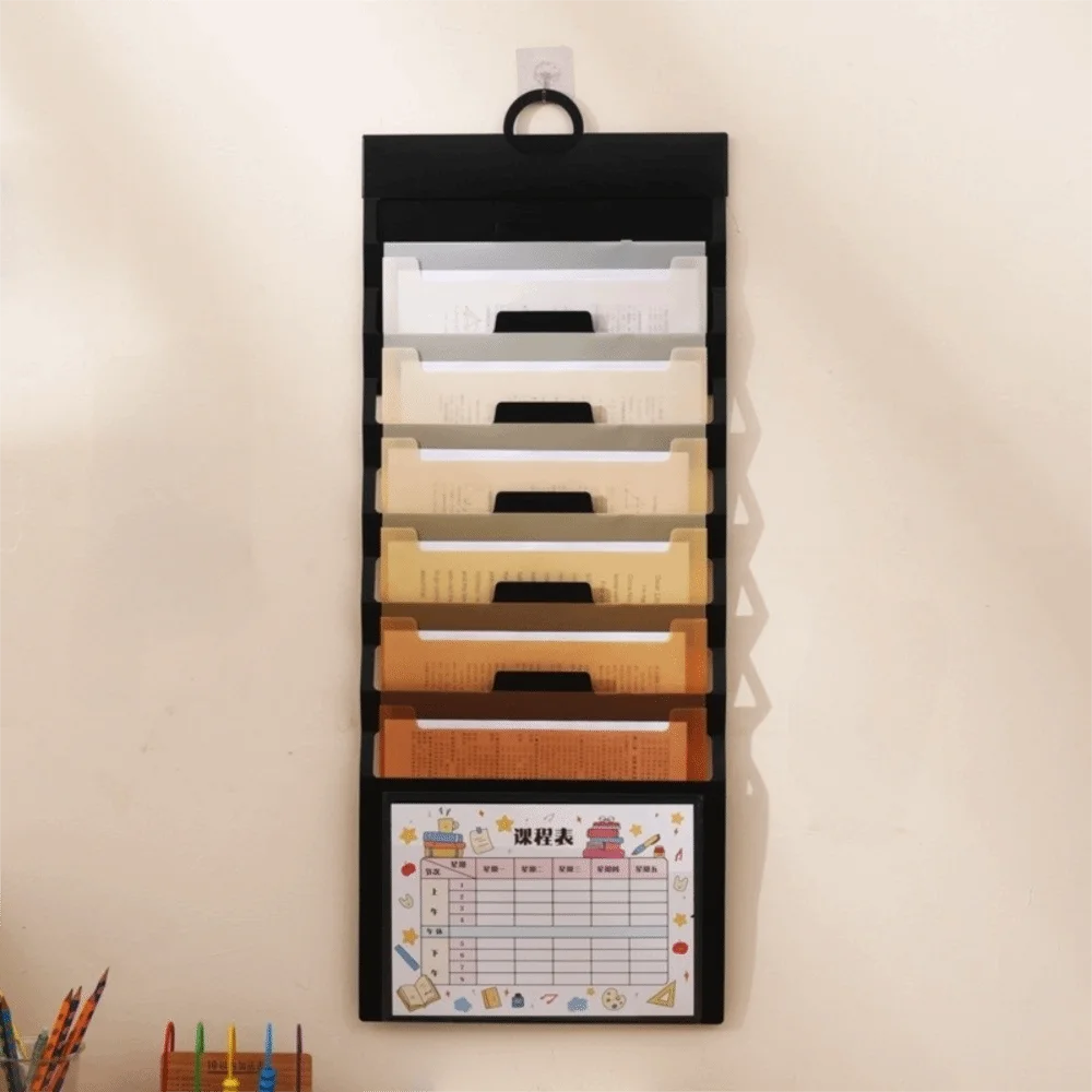 Fodable 6 Pockets Hanging File Folders Large Capacity Multi-color File Organizer Wall Mounted File Storage Bag Office