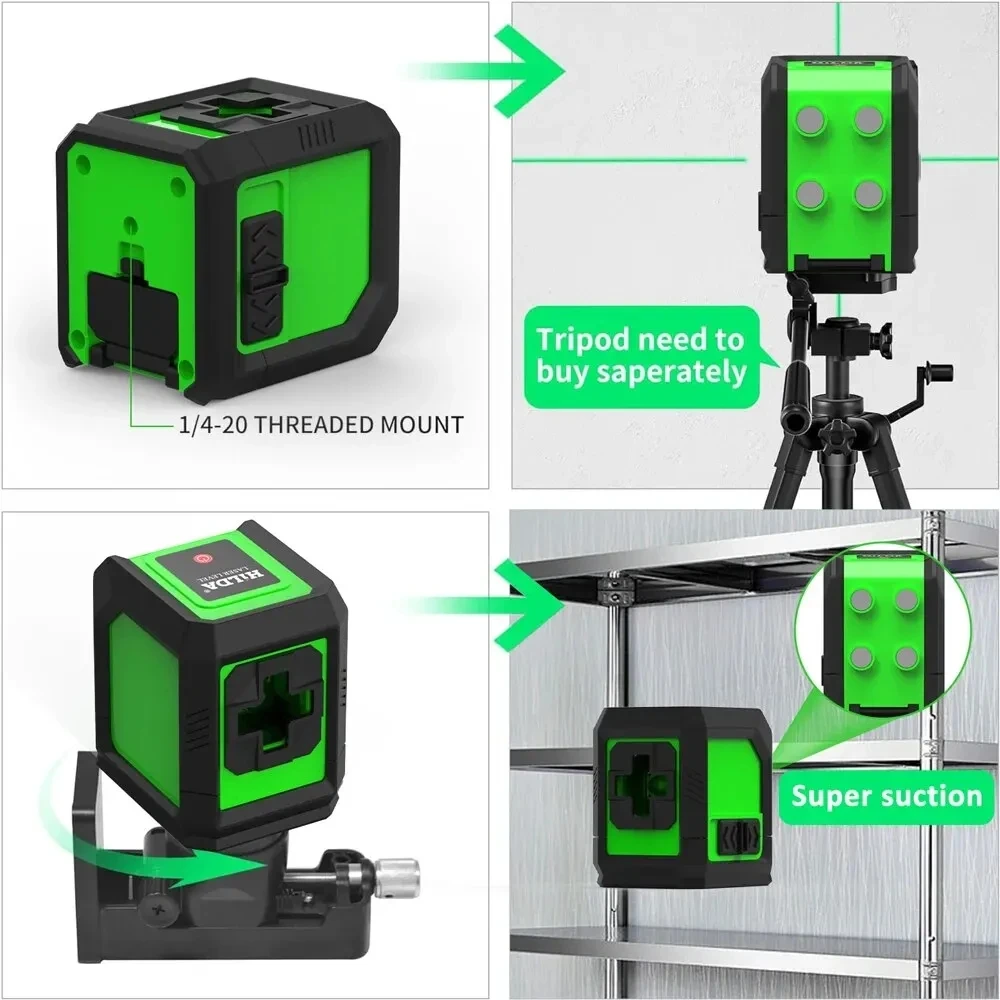 HILDA Laser-Nivelliergerät 2 Linien/5 Linien 360° Automatische Nivellierung Baustellengerät Grünes Licht Kreuzlaser Gutes Geschenk – Detail 28