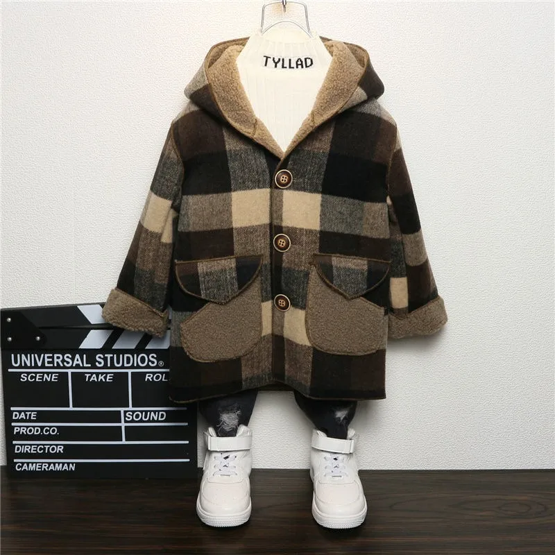 Boys Coat Jacket Outwear Tops Cotton 2022 Vintage Thicken Plus Velvet Winter Autumn Plus Size Overcoat Children\'s Clothes