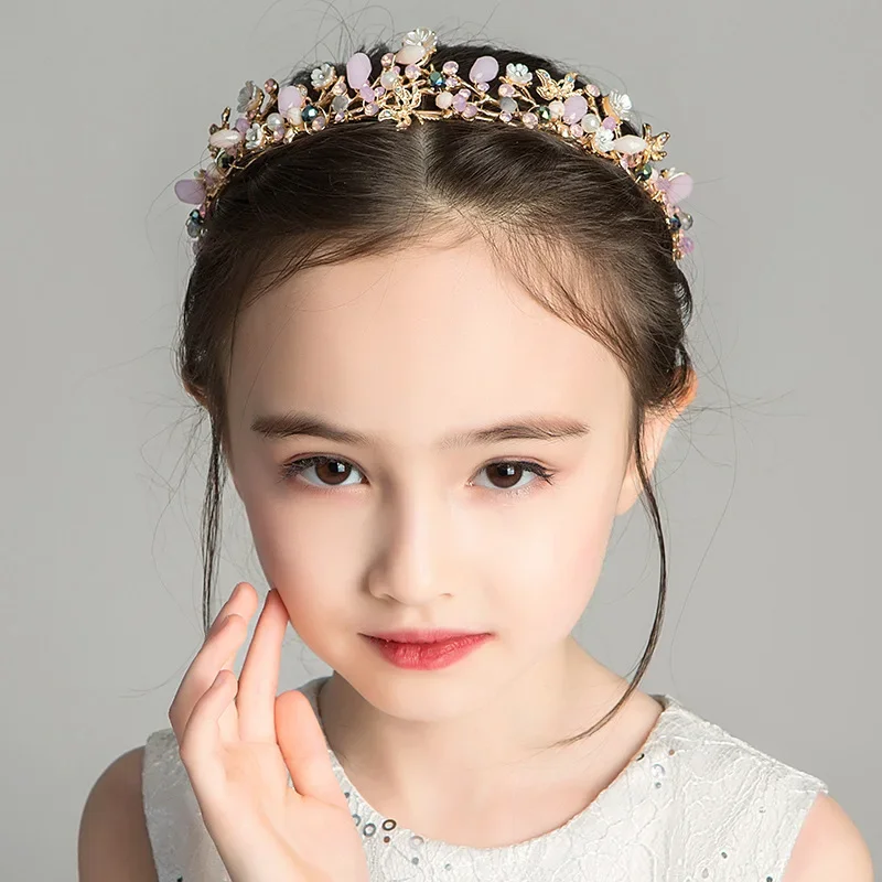 

Girls Children's Hair Accessories: Princess Pearl Headband, Head Flower Wreath, Headbands for Performance