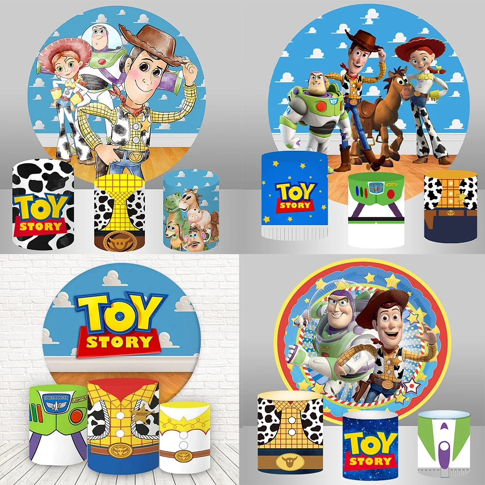 Toy Story Party Decoration for Boy 1st Birthday Round Circle Backdrop Cover Customize Newborn Baby Shower Background Photography