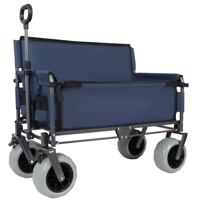 Deep Blue Folding Camper Van, 9x4 Beach Tires, Weighing 500 Pounds, with Bench, Suitable for Outdoor Exploration