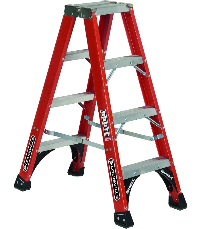 Ladder 4-Foot Fiberglass Twin Front Step Ladder, 375-Pound Load Capacity, Type IAA, FM1404HD