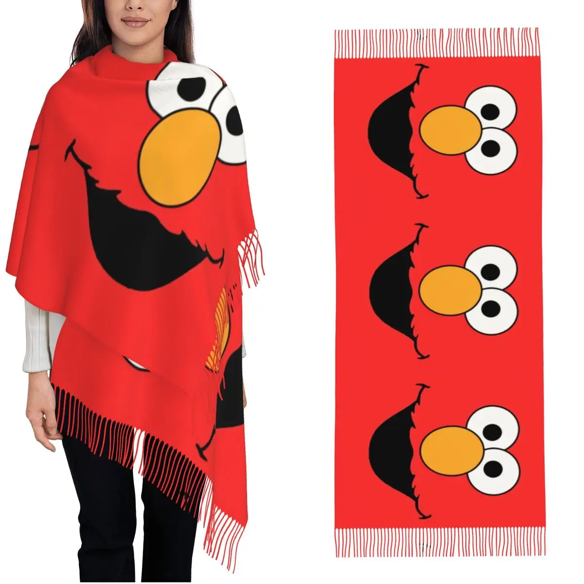 Sesame Streets Cookie Monster Scarf for Women Fall Winter Pashmina Shawls and Wrap Cartoon Cute Large Shawl Scarf for Ladies