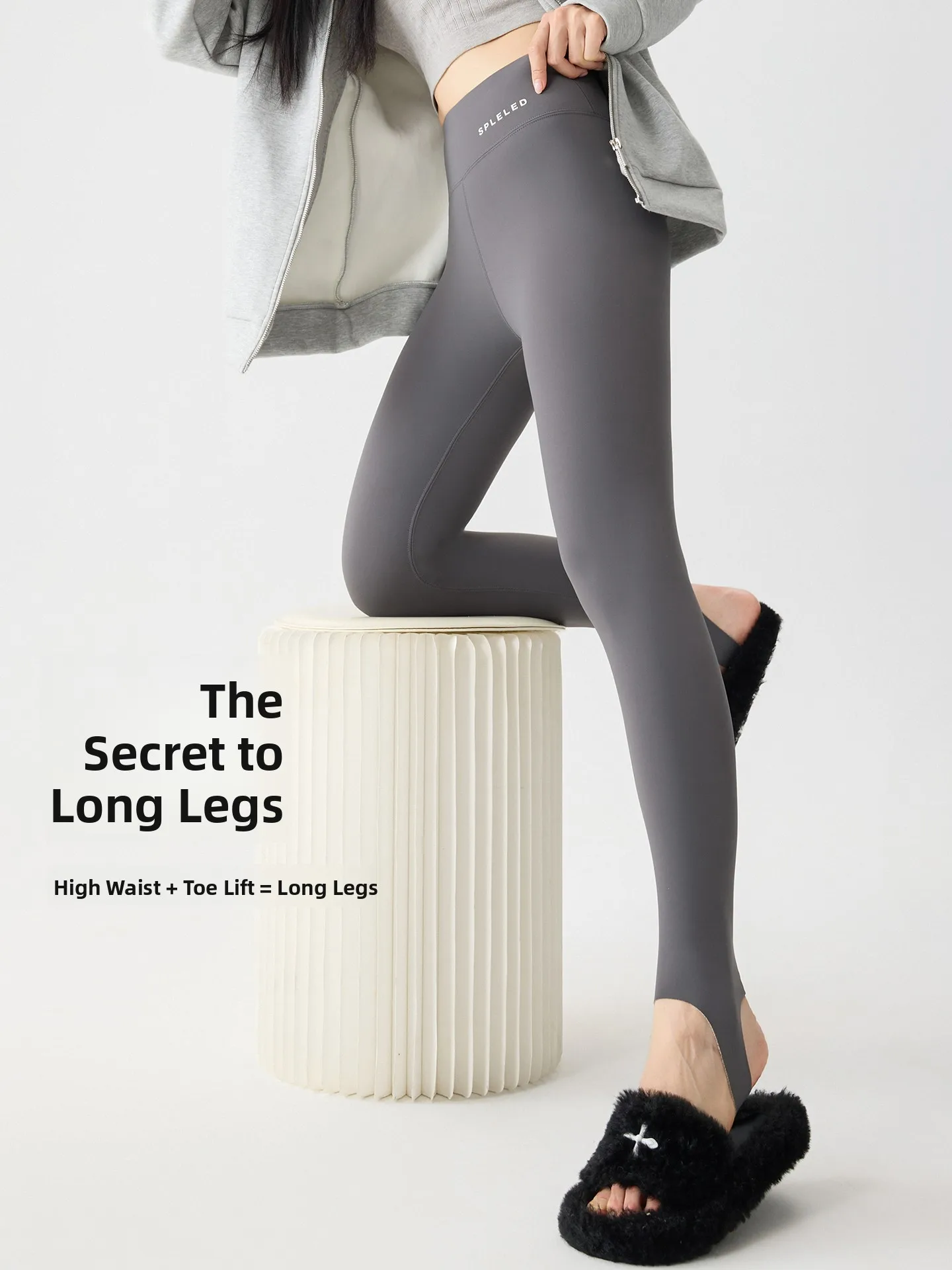 Damskie spodnie do jogi z wysokim stanem, ocieplane, ze skóry ekologicznej, jesienno-zimowe, plus size, modelujące brzuch i podnoszące pośladki.