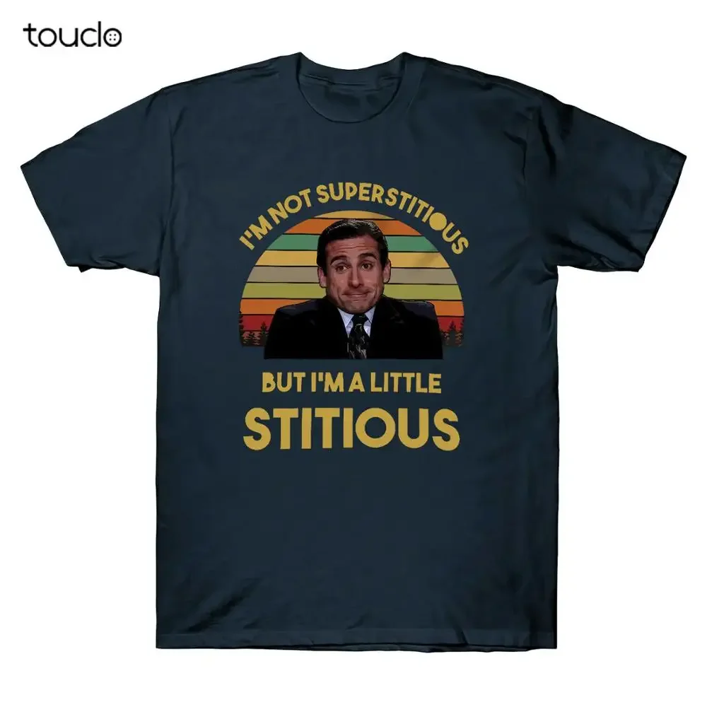 Office Michael Scott I'M Not Superstitious But I'M A Little Vintage Men T-Shirt mens short sleeve shirt