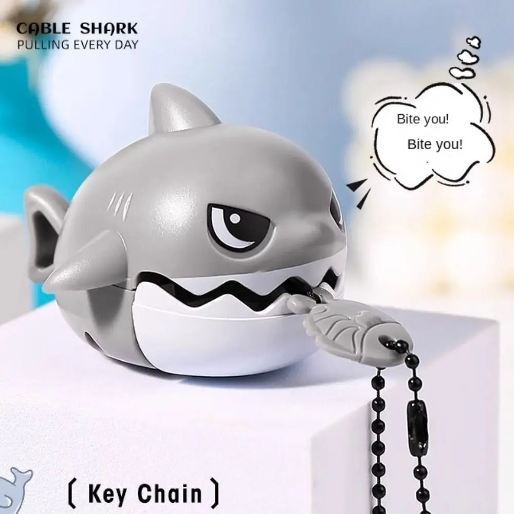 Shrink Rope Shark Doll Nibbling Shark Keychain Pull Line Cartoon Cartoon Shark Pendant Cute Plastic Nibbling Shark Keyring