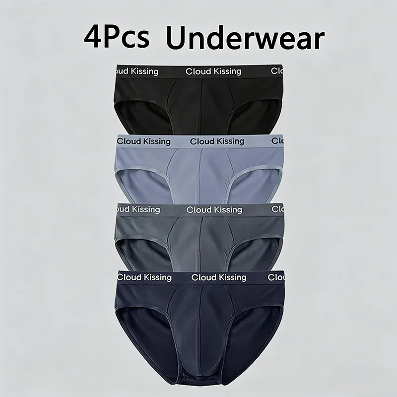 4Pcs Mens Polyester Underwear Briefs Breathable Seamless Comfortable Mens Briefs Underwear For Men Daily Wear