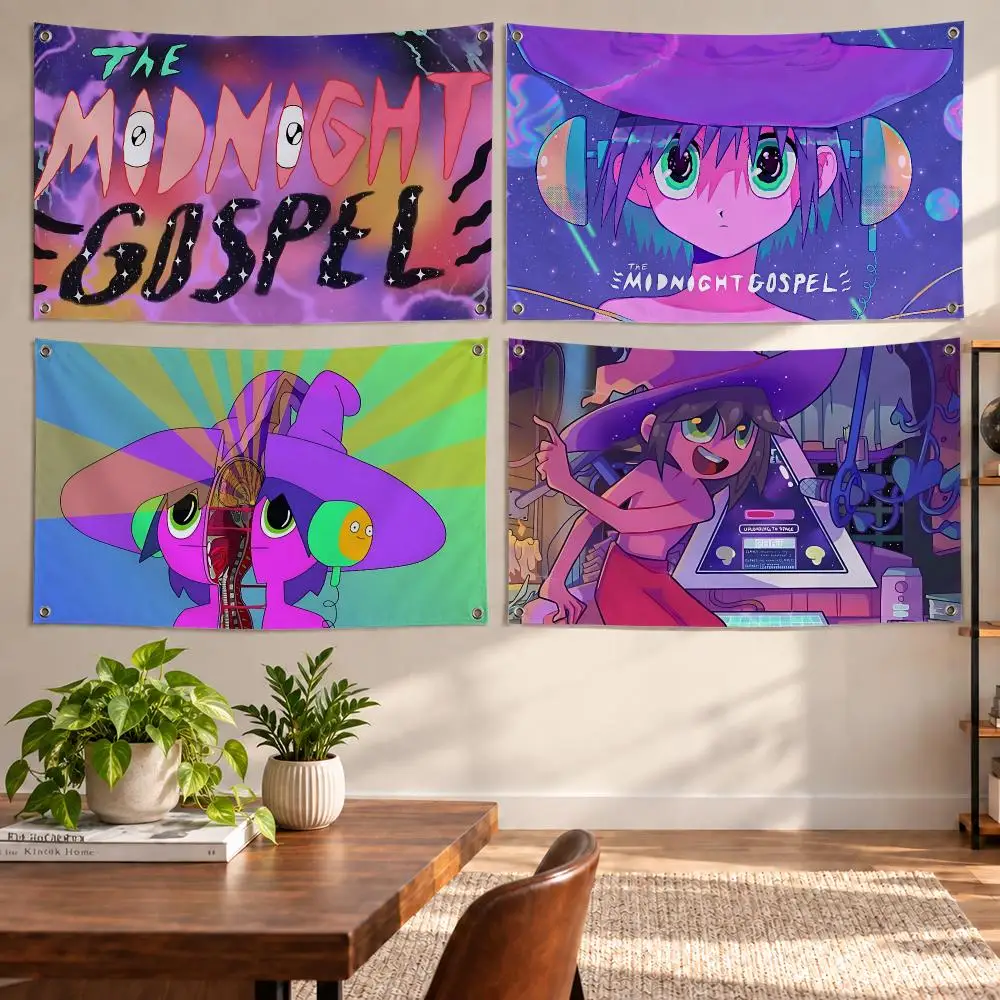 Animated Series The Midnight Gospel Flags Aesthetic Wall Tapestry Printed Wall Hanging Living Room Party Outdoor Decor