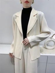 Miyake Large Toothpick Pleated Casual Suit Women 2023 Spring and Autumn Design Comfortable Thickened Pleated Long-sleeved Jacket