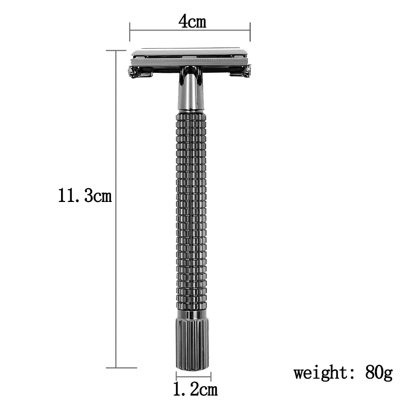 Berjas الحنين البرونزية مقبض طويل فراشة مفتوحة حافة مزدوجة آمنة الحلاقة، قابلة لإعادة الاستخدام النحاس معدن ماكينة حلاقة يدوية إغلاق مشط