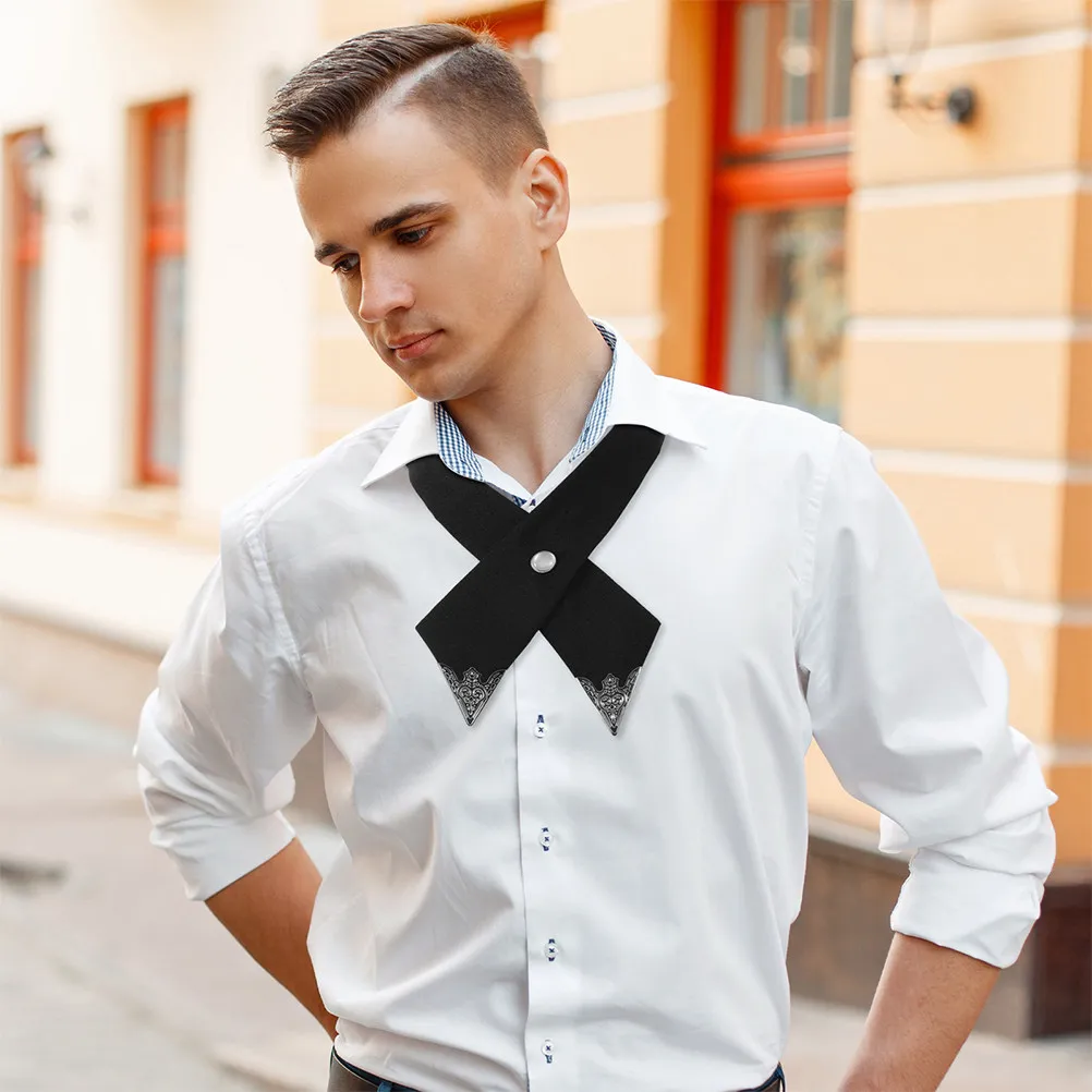 2Pcs Black Cross Bow Tie Pre Tied Adjustable School Neck Tie Accessories Men Women Ties for Women Womens Western Ties for Men