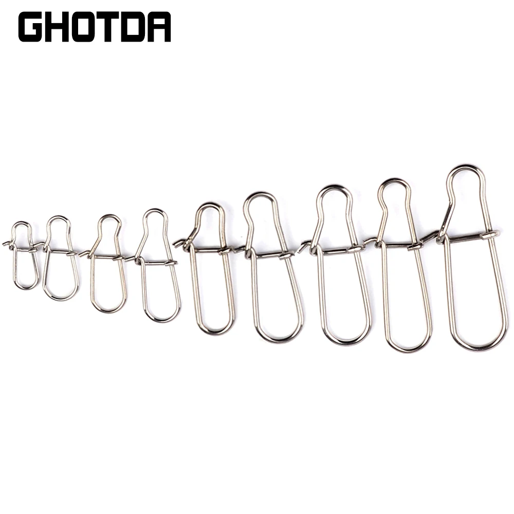 Clips de pesca de línea principal/Tippet, accesorios de conector firme, aparejos para anzuelo de señuelo, broches de pesca de acero inoxidable, cierre rápido