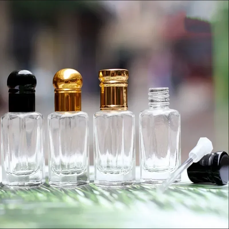 3ml 6ml 12ml 미니 빈 유리 향수병 유리 스티커와 블랙 Dropper 에센셜 오일 병 약병 도매